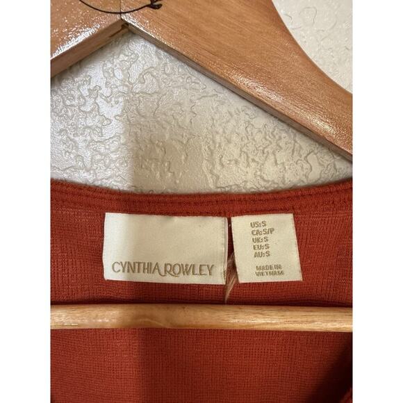 Cynthia Rowley Burnt Orange Faux Wrap Dress Small Fall Textured Knit Sleeveless - Picture 2 of 5